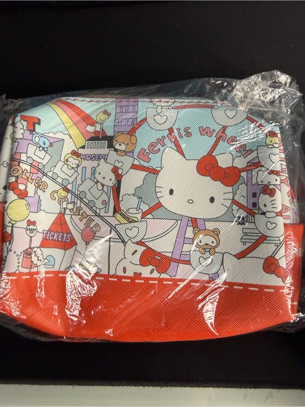 Hello Kitty Red & Pastel Ferris Wheel Cosmetic Pouch